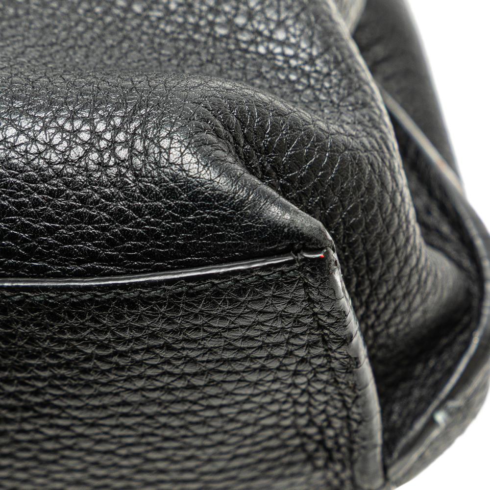 Gucci B Gucci Black Calf Leather Medium Bamboo Daily Satchel Italy