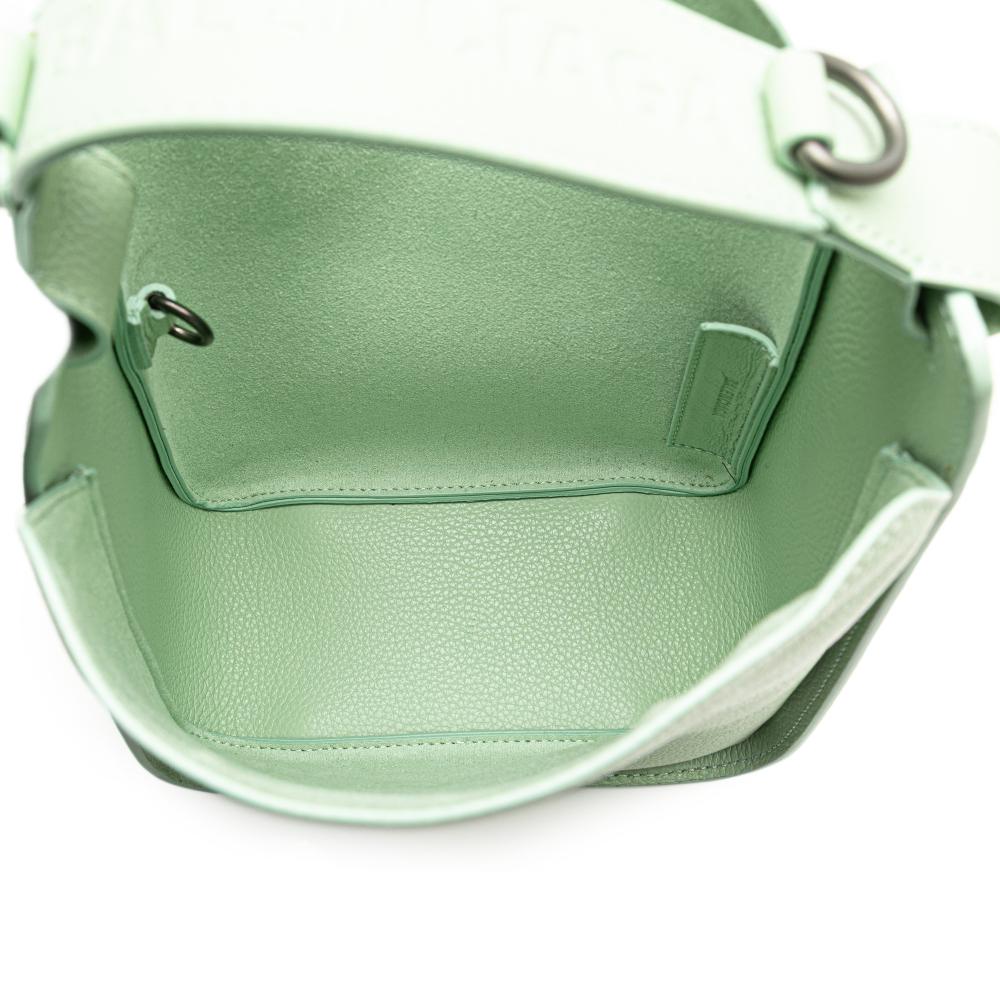 Balenciaga B Balenciaga Green Light Green Calf Leather Pebbled skin Tool 2.0 North South XS Tote Italy