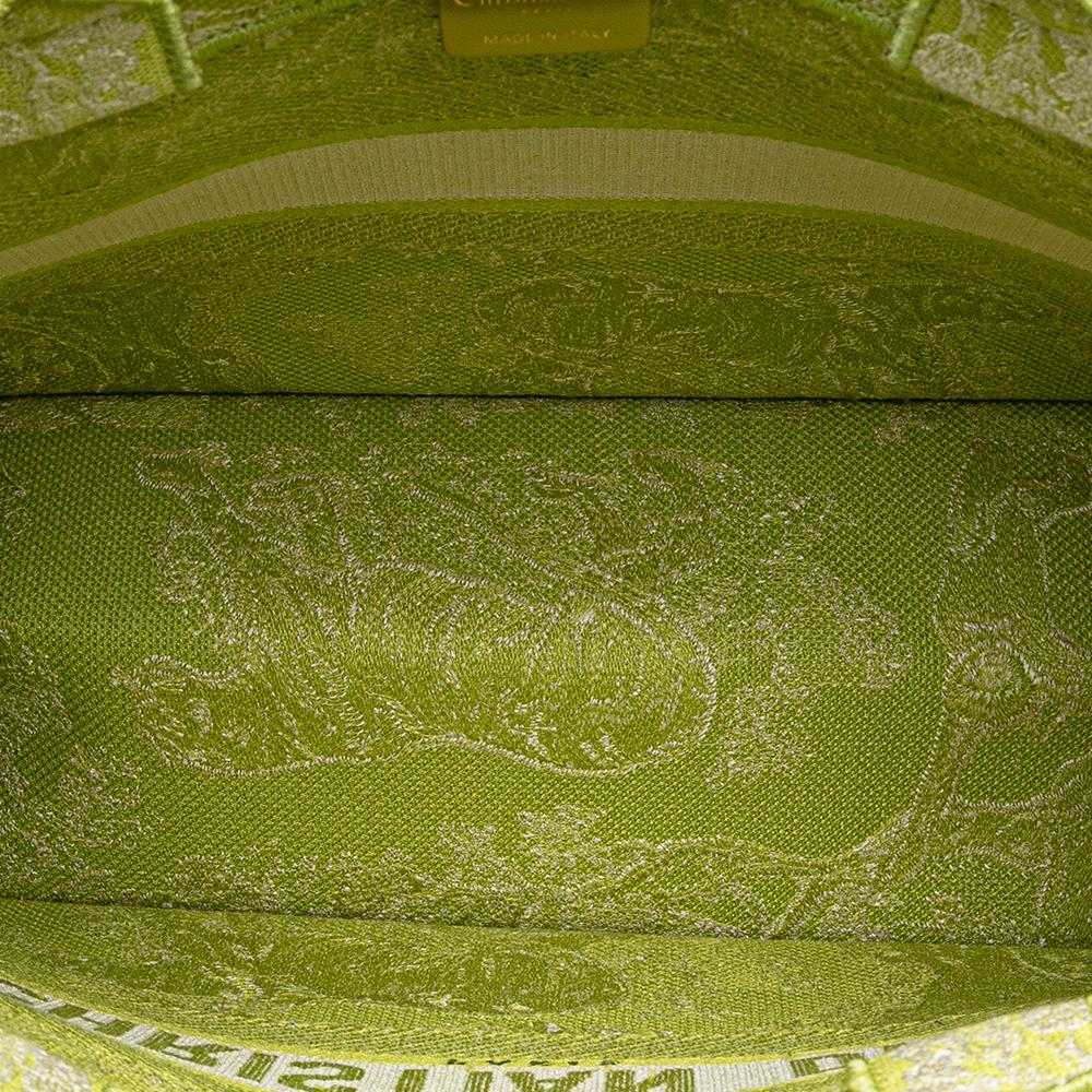 Christian Dior B Dior Green Light Green Canvas Fabric Medium Embroidered Dioriviera Toile De Jouy Book Tote Italy