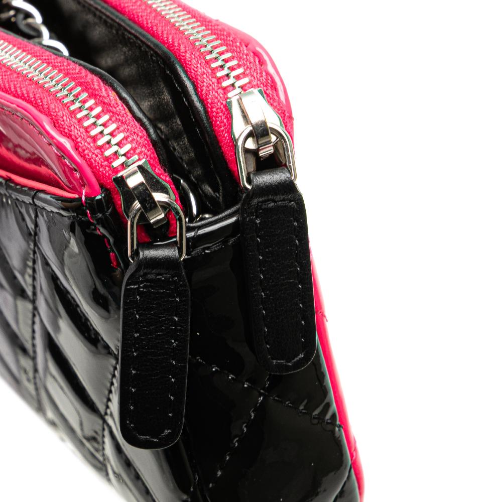 Chanel AB Chanel Pink Hot Pink Patent Leather Leather Bicolor Patent Double Zip Wallet on Chain Italy