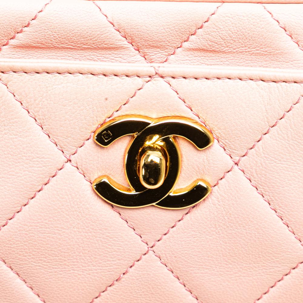 Chanel B Chanel Pink Light Pink Lambskin Leather Leather CC Quilted Lambskin Camera Crossbody Italy