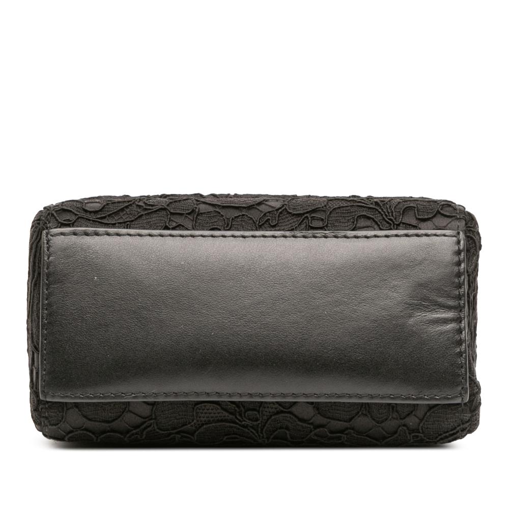 Dolce&Gabbana AB Dolce & Gabbana Black Silk Fabric and Lace Crystal Embellished DG Flap Satchel Italy