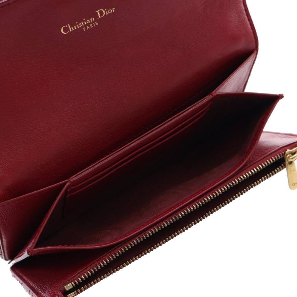 Christian Dior B Dior Red Lambskin Leather Leather Lambskin Cannage DiorAddict Wristlet Clutch Italy