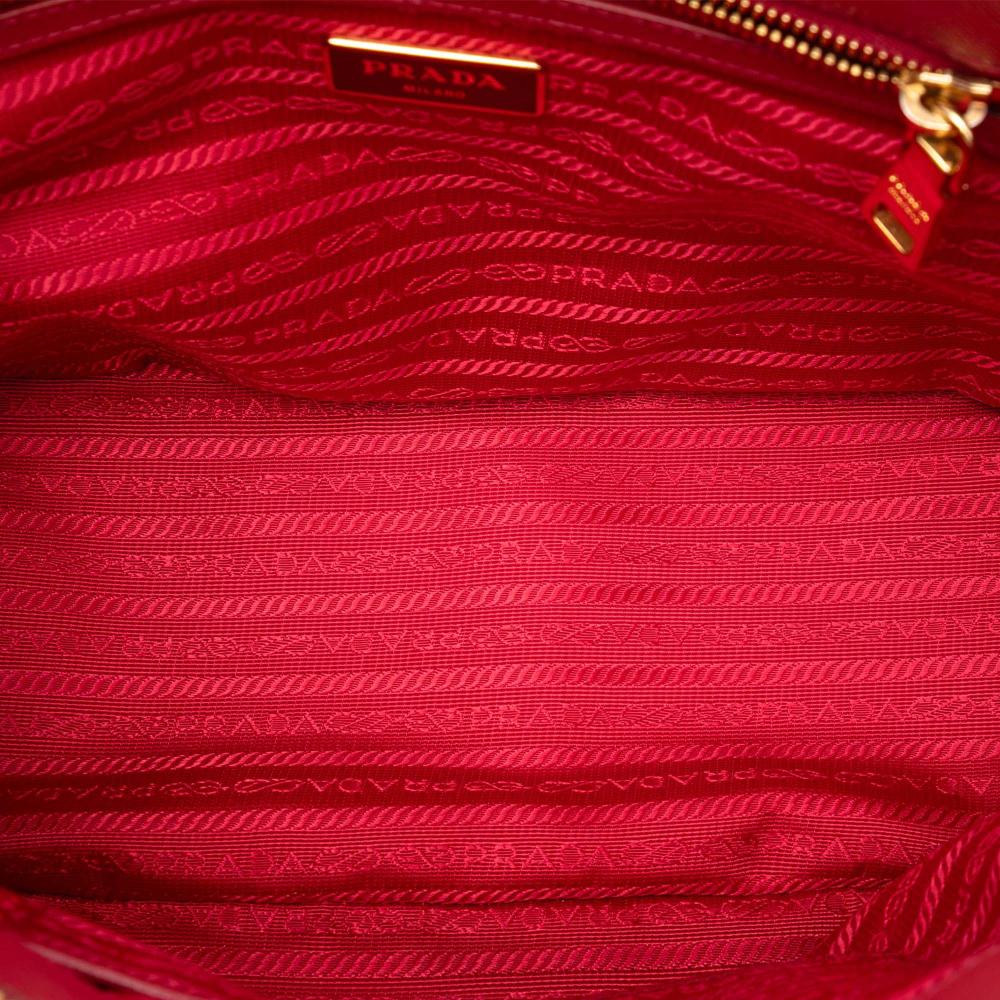 Prada B Prada Red Saffiano Leather Small Lux Galleria Double Zip Satchel Italy
