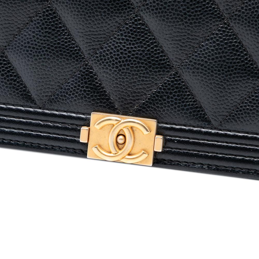 Chanel AB Chanel Black Caviar Leather Leather Quilted Caviar Boy Wallet on Chain Italy