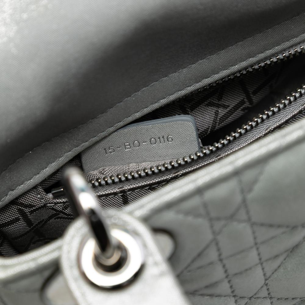 Christian Dior AB Dior Silver Lambskin Leather Leather Mini Iridescent Lambskin Cannage Lady Dior Italy
