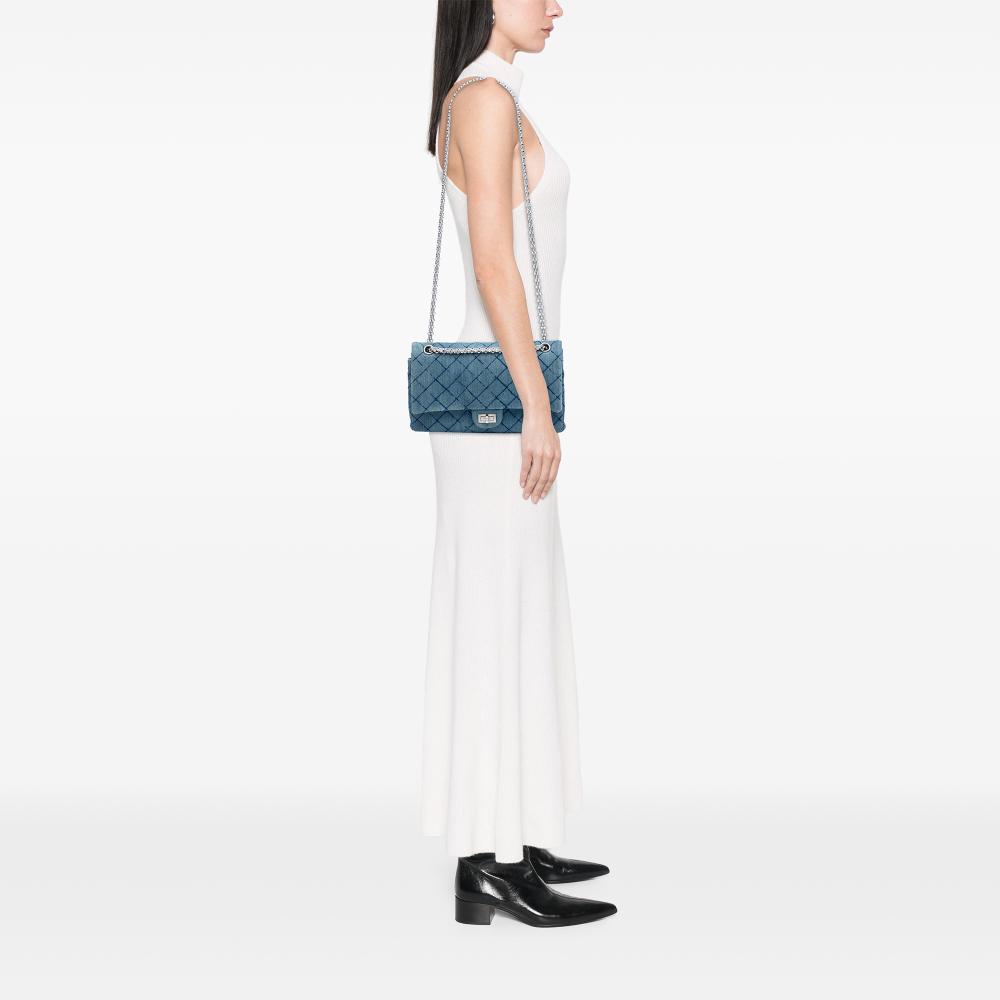 Chanel AB Chanel Blue Denim Denim Fabric Reissue 2.55 Quilted Double Flap 226 France