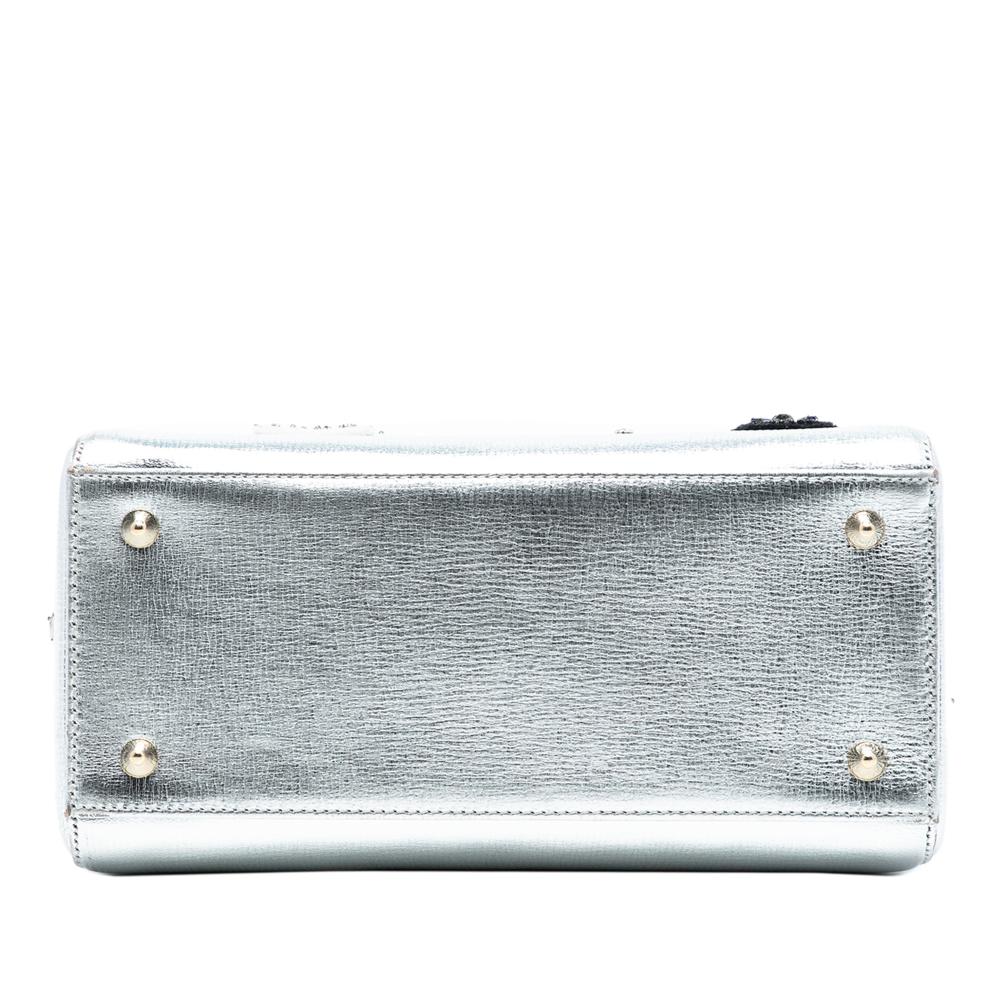 Christian Dior B Dior Silver Calf Leather Medium skin Patch Embellished Lady Dior Italy