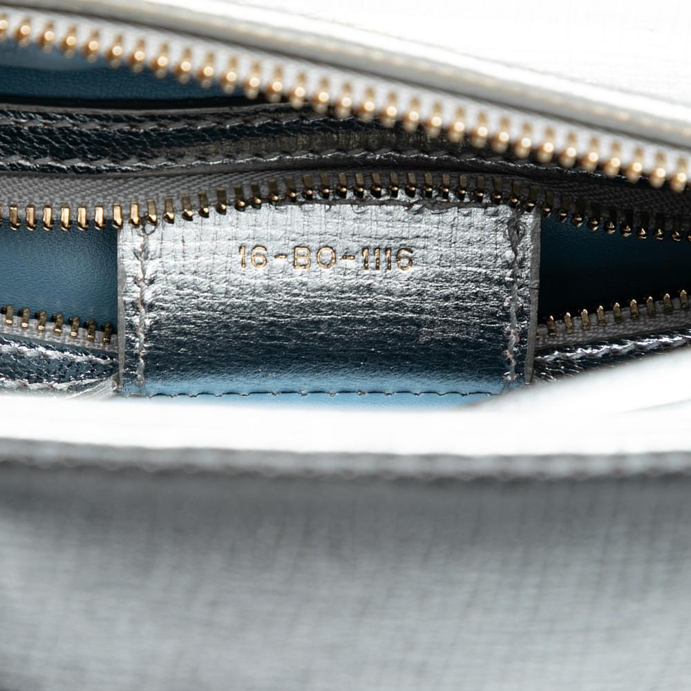 Christian Dior B Dior Silver Calf Leather Medium skin Patch Embellished Lady Dior Italy