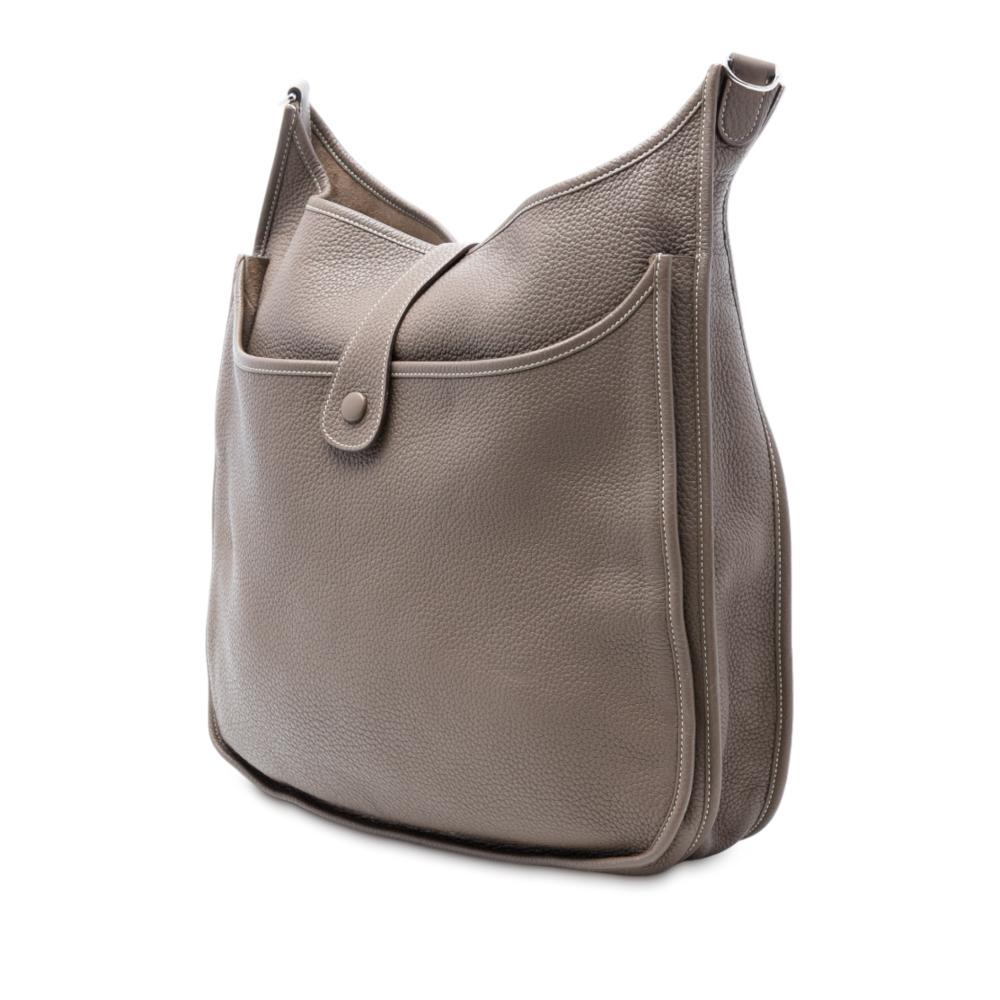 Hermès B Hermès Brown Taupe Calf Leather Clemence Evelyne II TGM France