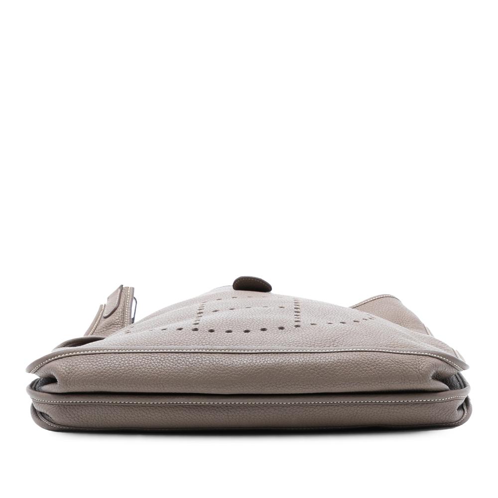 Hermès B Hermès Brown Taupe Calf Leather Clemence Evelyne II TGM France