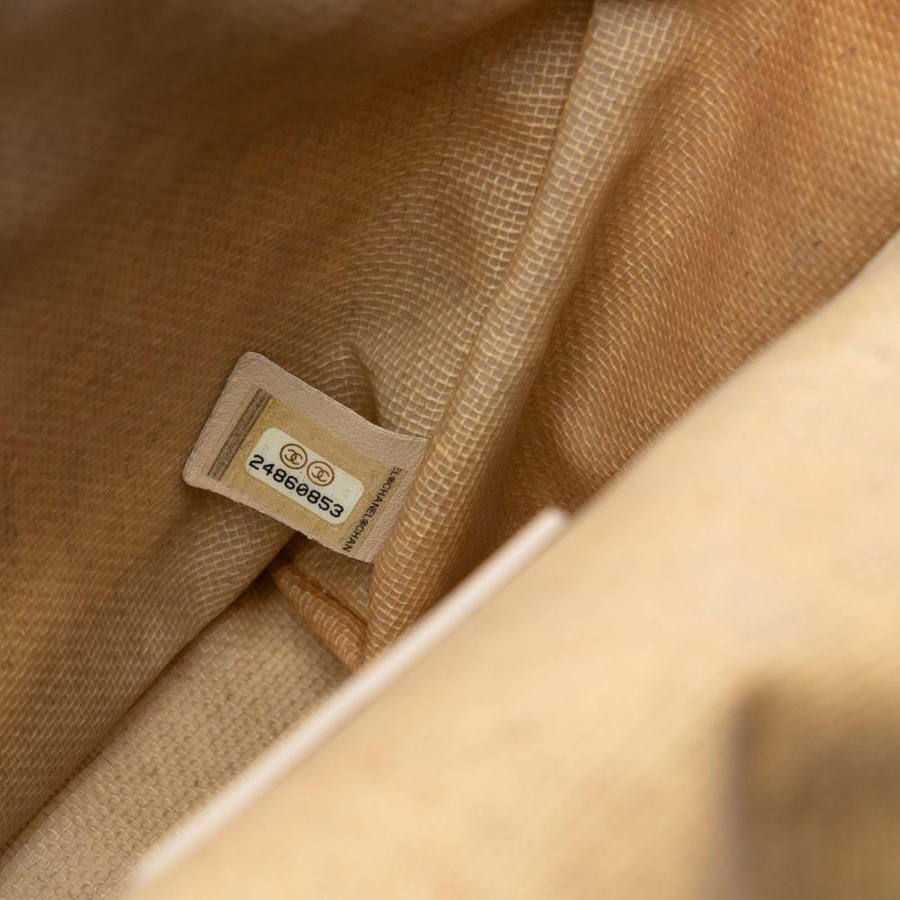 Chanel B Chanel Brown Light Beige Raffia Natural Material Medium Classic Crochet Single Flap Italy