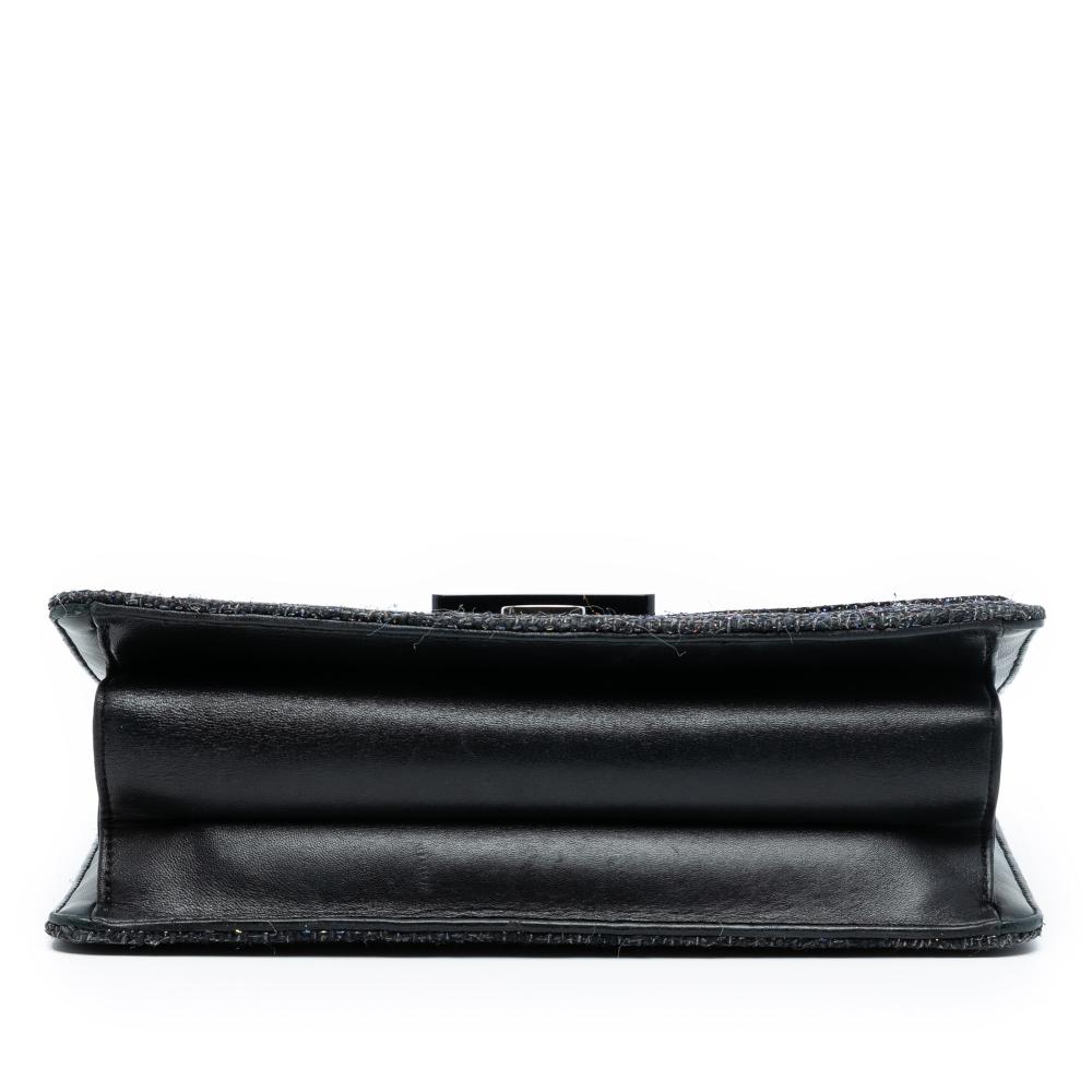 Chanel B Chanel Black Tweed Fabric Large Quilted Beauty Lock Flap Italy