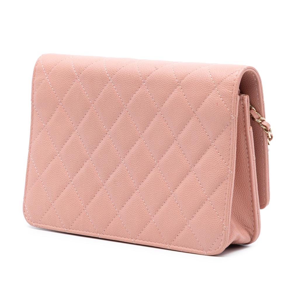 Chanel AB Chanel Pink Caviar Leather Leather Quilted Caviar Golden Class Wallet On Chain Italy