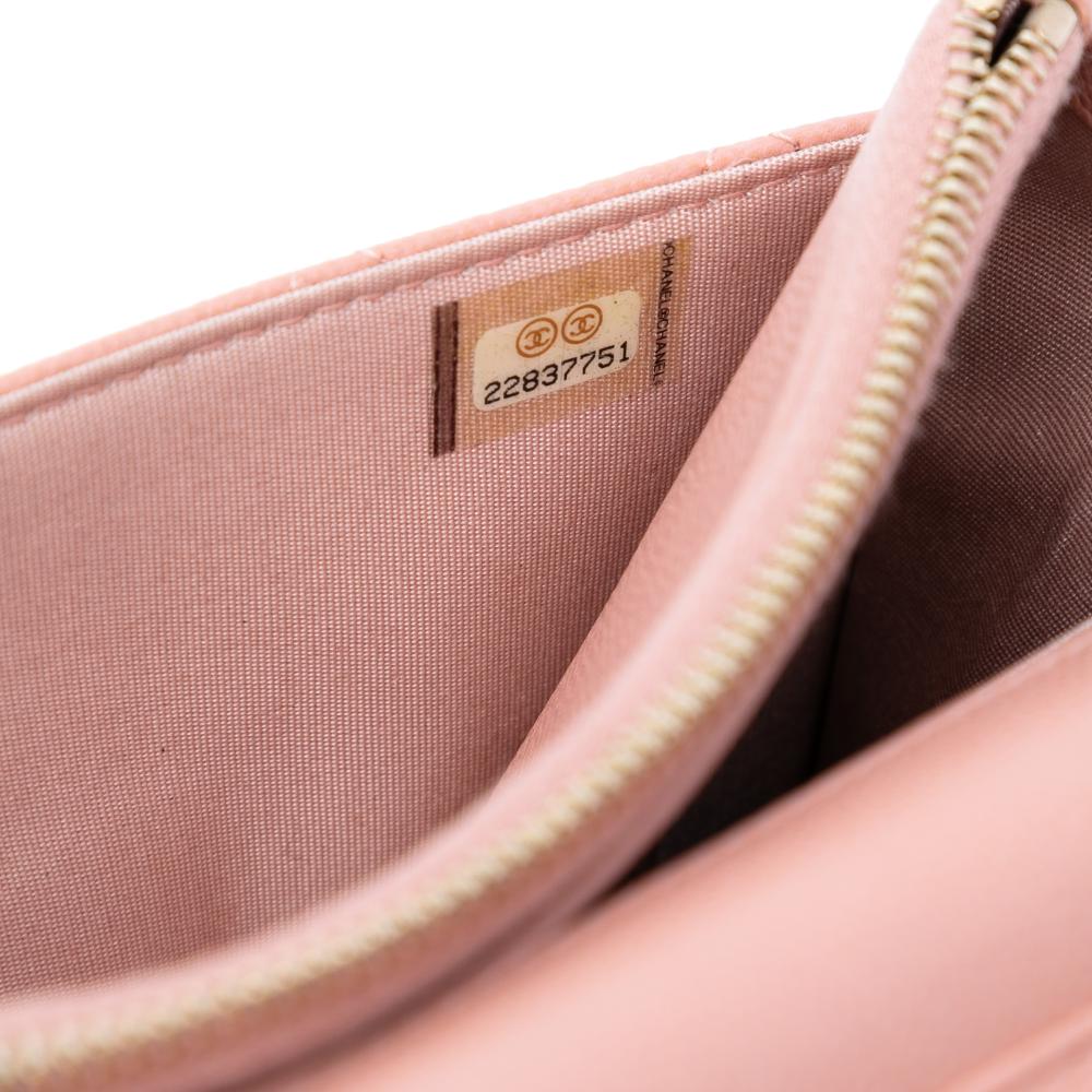 Chanel AB Chanel Pink Caviar Leather Leather Quilted Caviar Golden Class Wallet On Chain Italy