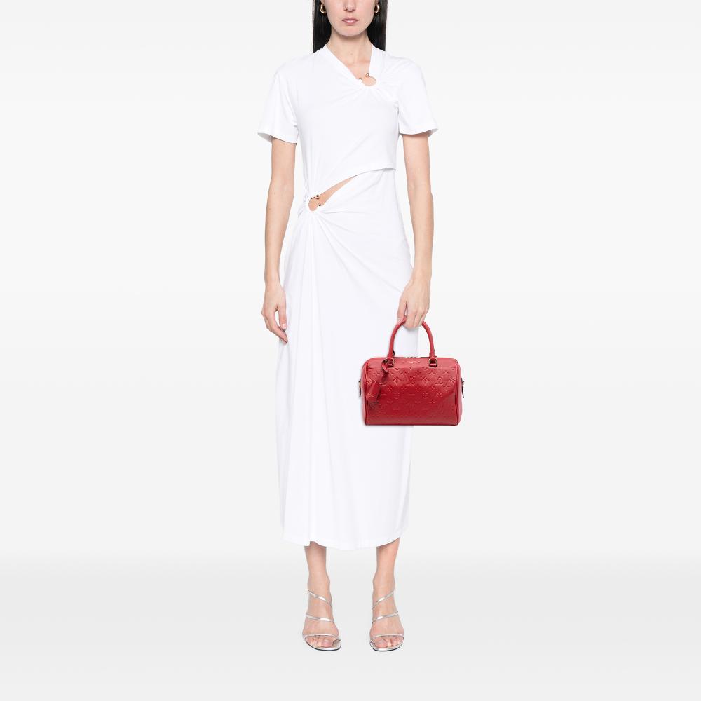 Louis Vuitton AB Louis Vuitton Red Monogram Empreinte Leather Speedy Bandouliere 25 France