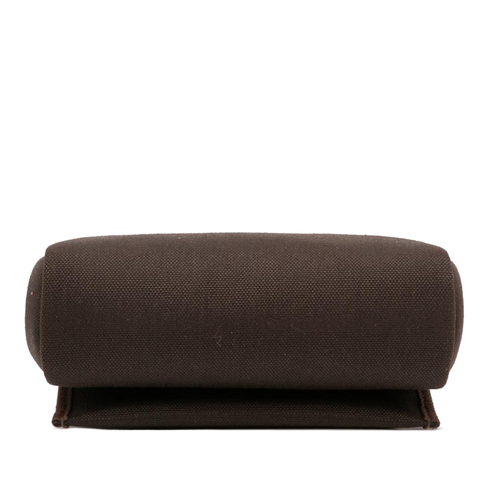 Hermès AB Hermès Brown Dark Brown Canvas Fabric Military Toile and Vache Hunter Herbag Zip 20 France