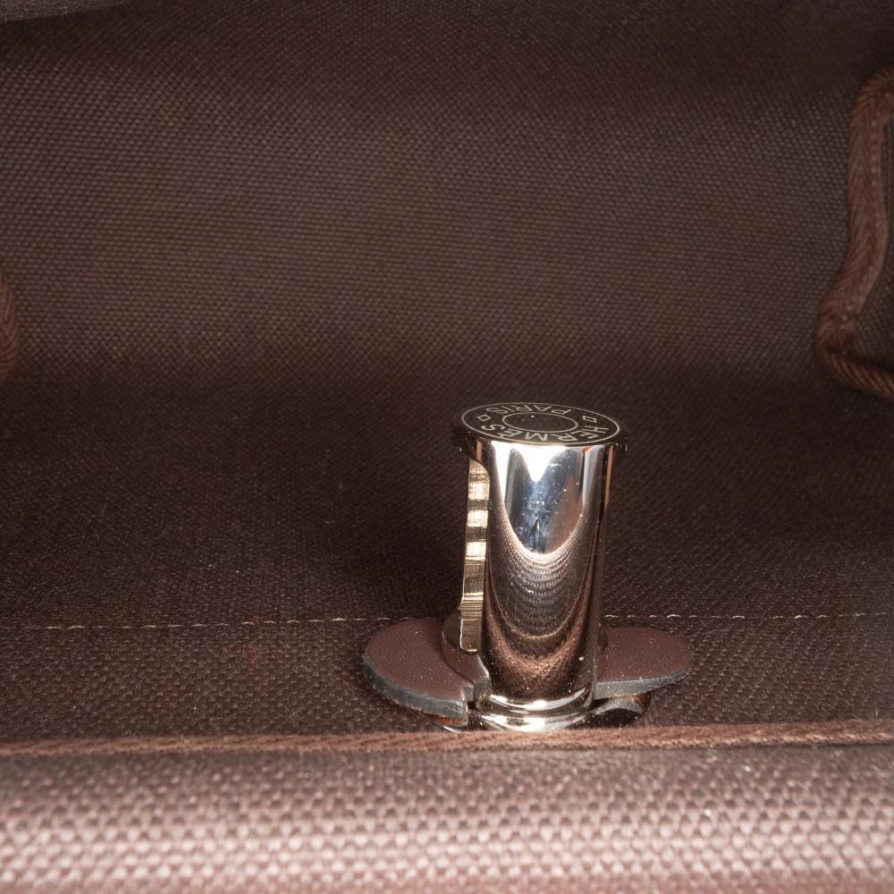 Hermès AB Hermès Brown Dark Brown Canvas Fabric Military Toile and Vache Hunter Herbag Zip 20 France