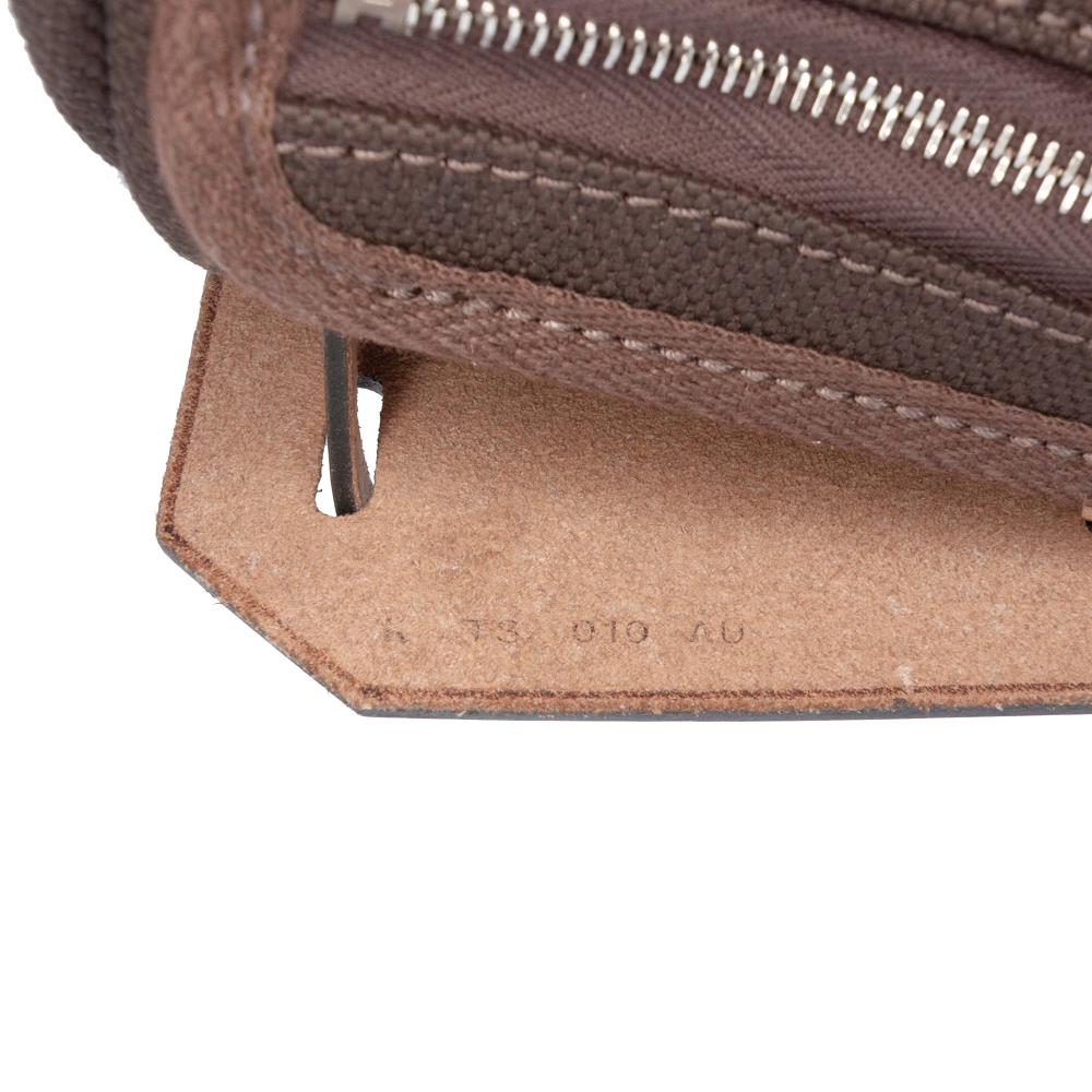 Hermès AB Hermès Brown Dark Brown Canvas Fabric Military Toile and Vache Hunter Herbag Zip 20 France