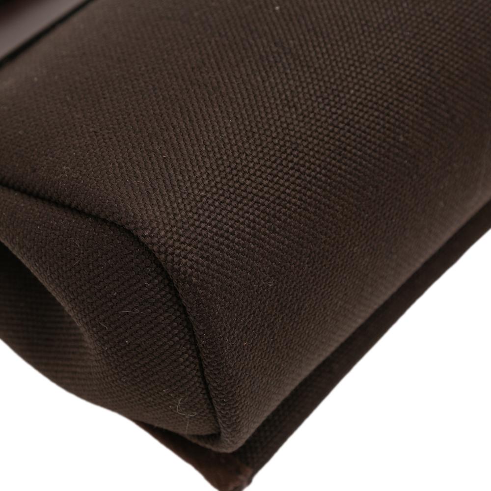 Hermès AB Hermès Brown Dark Brown Canvas Fabric Military Toile and Vache Hunter Herbag Zip 20 France