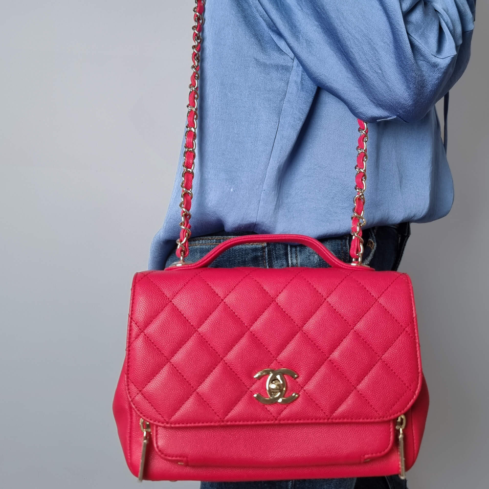 Chanel Affinity Small Quilted Caviar Leather Bag Pink