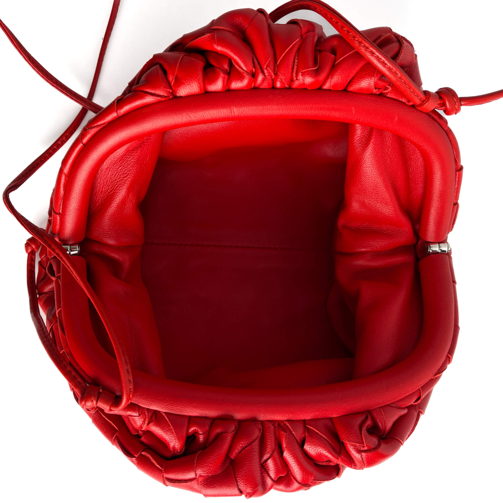 Bottega Veneta Intrecciato Nappa Leather 2-Ways Clutch Red