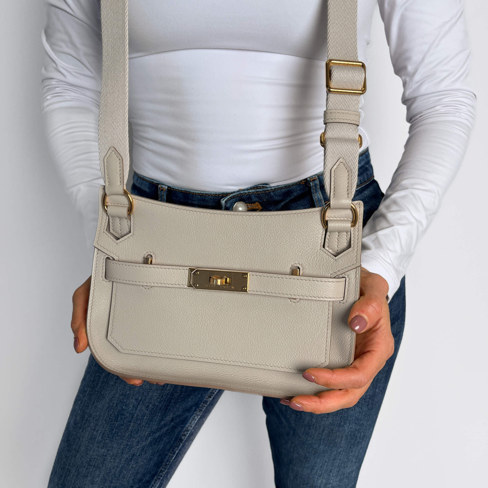 Hermès Jypsiere Mini Clemence Leather Crossbody White