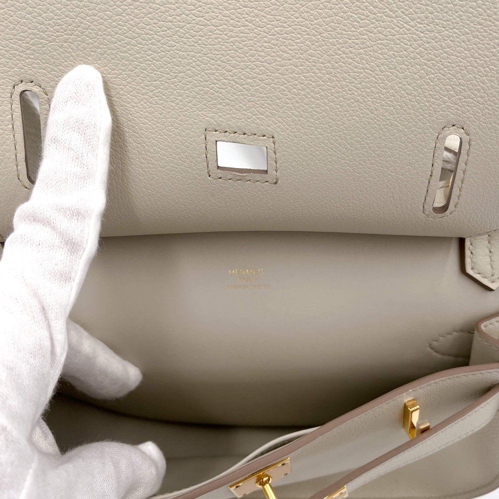 Hermès Jypsiere Mini Clemence Leather Crossbody White