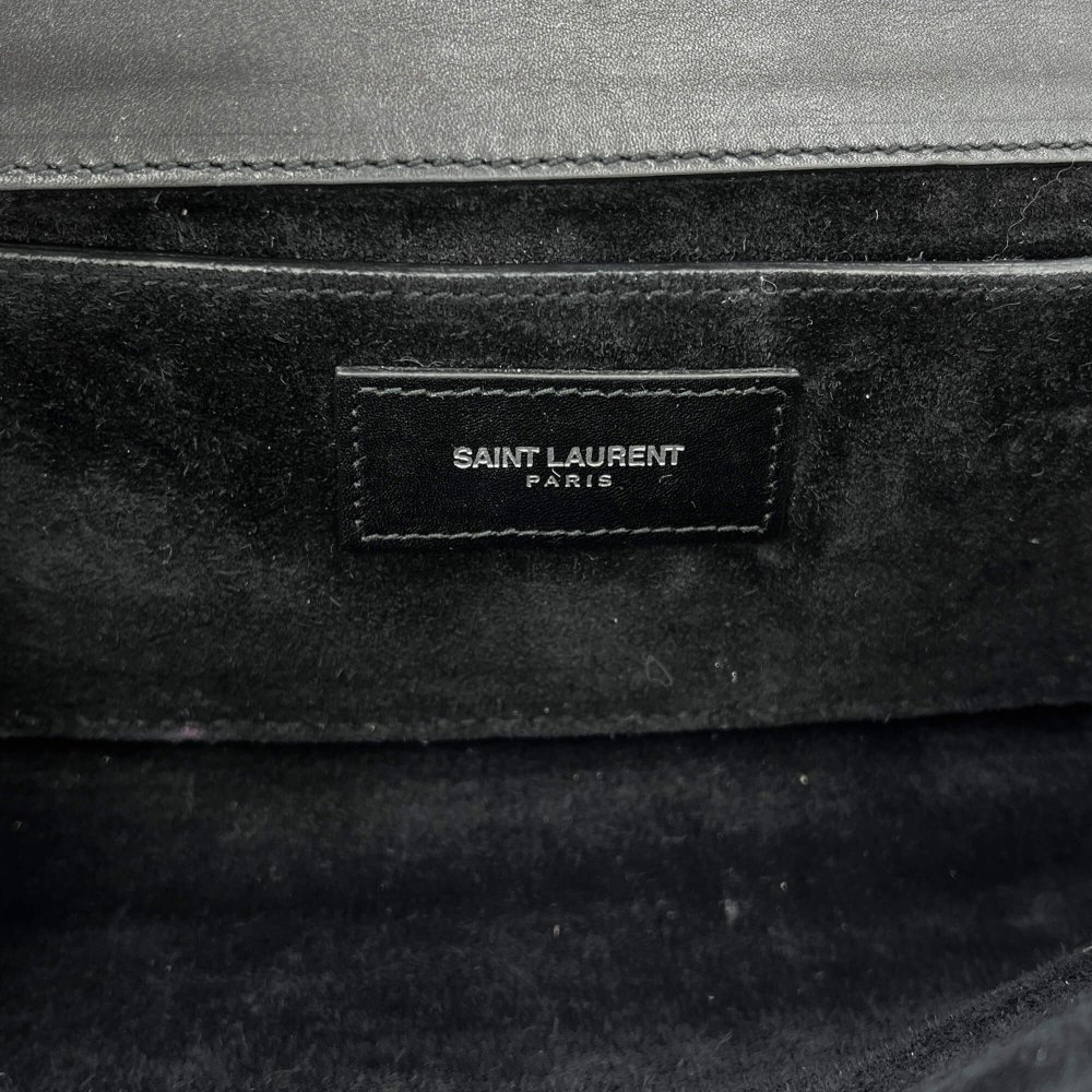 Saint Laurent Rivets Leather Flap Clutch Black