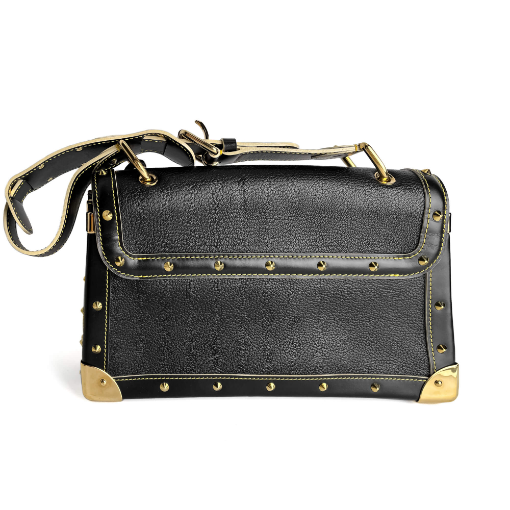 Louis Vuitton Suhali Leather Flap Shoulder Bag Black