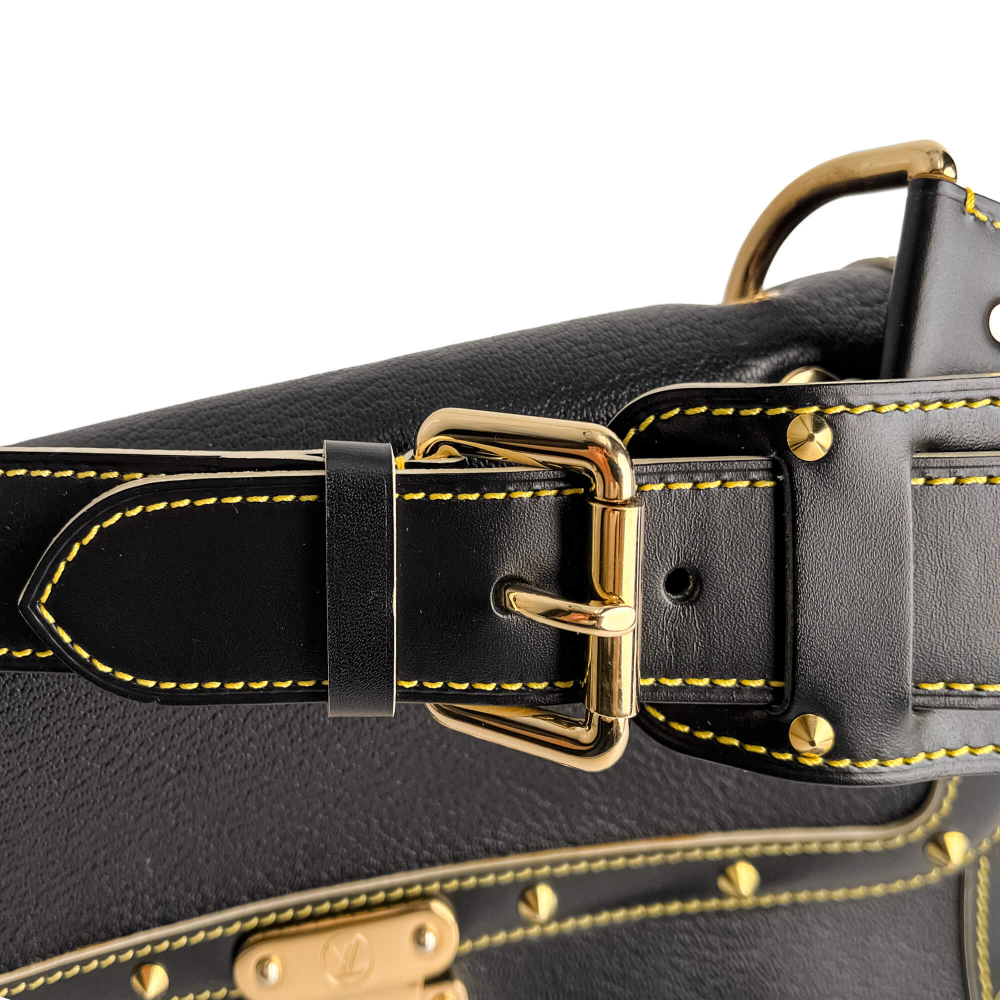 Louis Vuitton Suhali Leather Flap Shoulder Bag Black