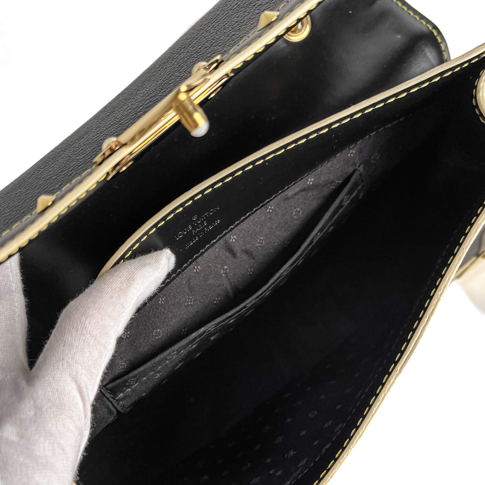 Louis Vuitton Suhali Leather Flap Shoulder Bag Black