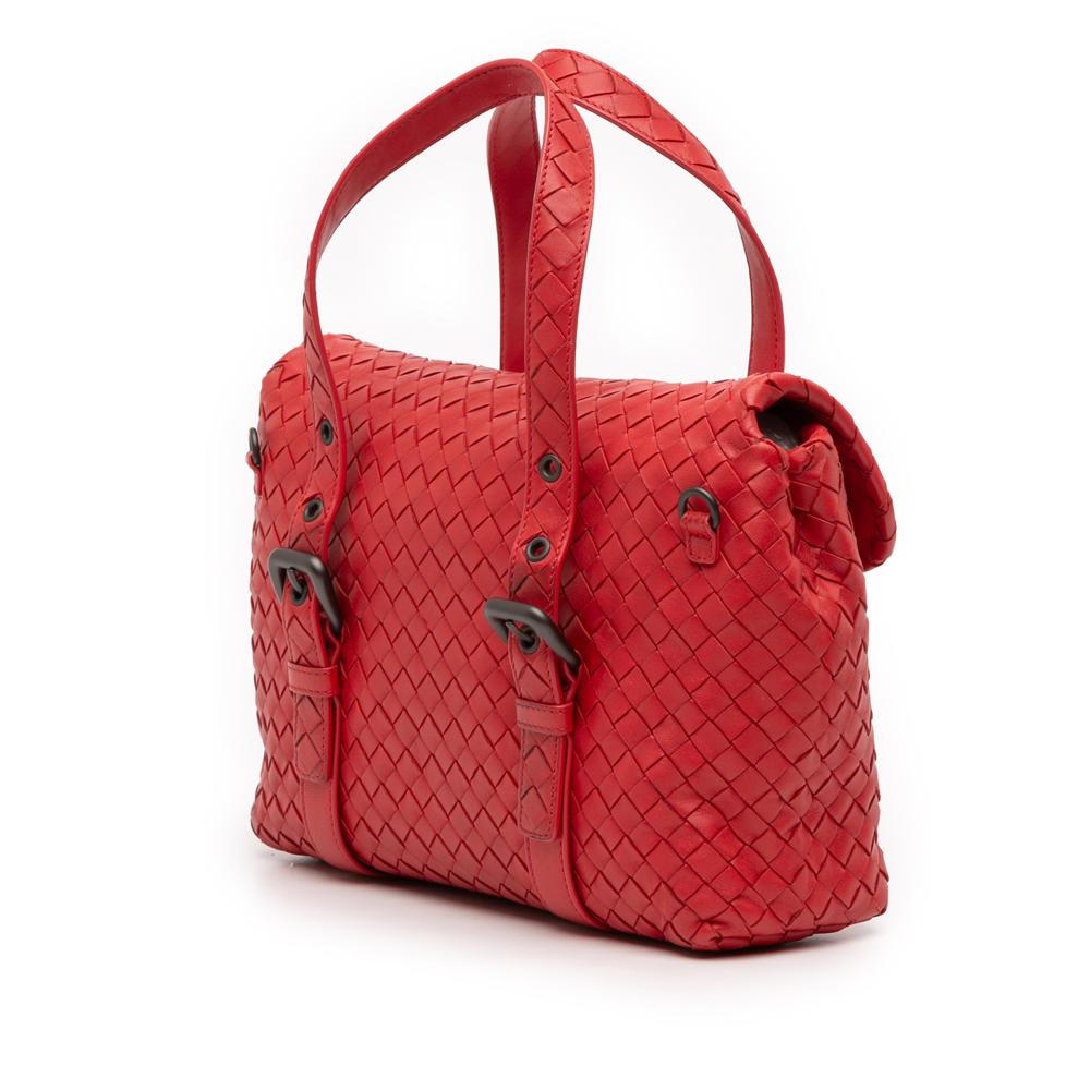 Bottega Veneta AB Bottega Veneta Red Nappa Leather Leather Nappa Intrecciato Flap Satchel Italy