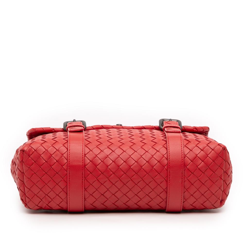 Bottega Veneta AB Bottega Veneta Red Nappa Leather Leather Nappa Intrecciato Flap Satchel Italy
