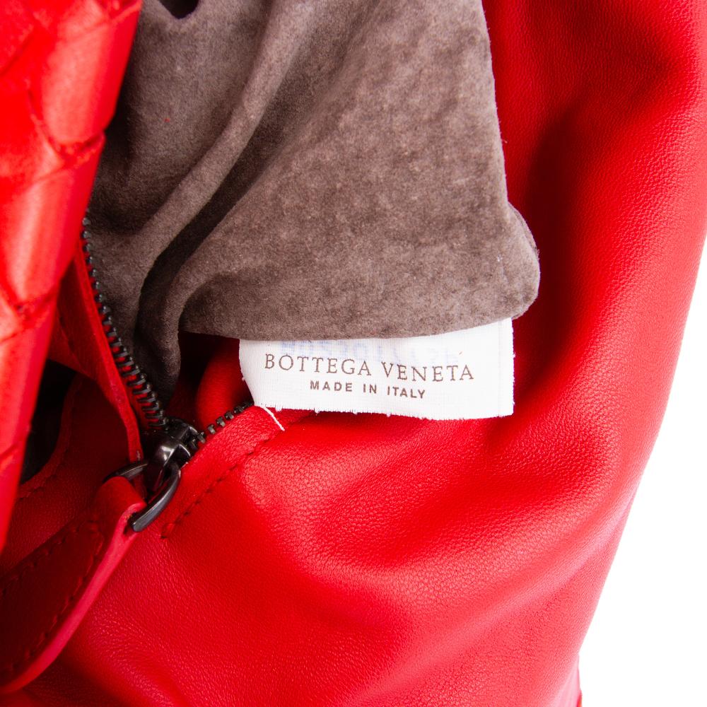 Bottega Veneta AB Bottega Veneta Red Nappa Leather Leather Nappa Intrecciato Flap Satchel Italy