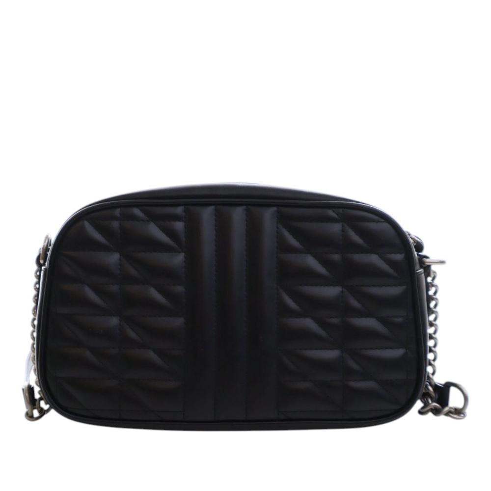 Gucci AB Gucci Black Calf Leather Small GG Marmont Matelasse Aria Crossbody Italy