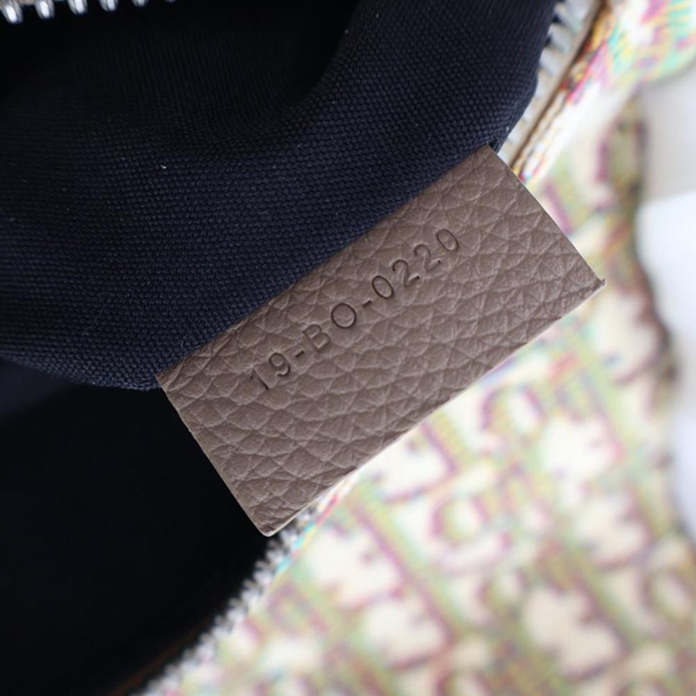 Christian Dior AB Dior Brown Beige Canvas Fabric Multicolor Oblique Saddle Crossbody Italy