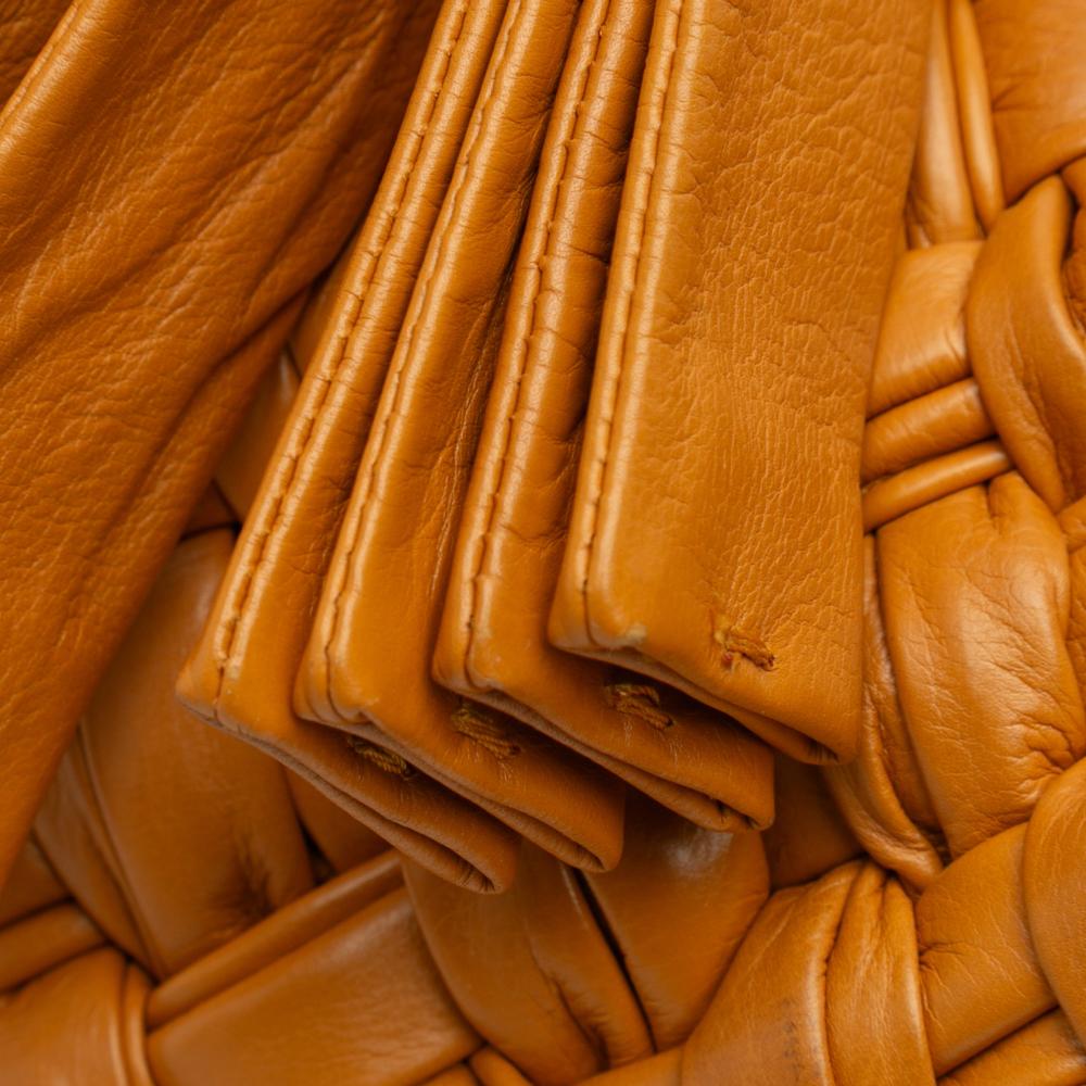 Bottega Veneta B Bottega Veneta Brown Calf Leather Small skin Intreccio Kalimero Bucket Bag Italy