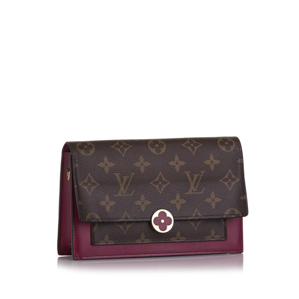 Louis Vuitton B Louis Vuitton Brown Monogram Canvas Fabric Monogram Flore Wallet On Chain France