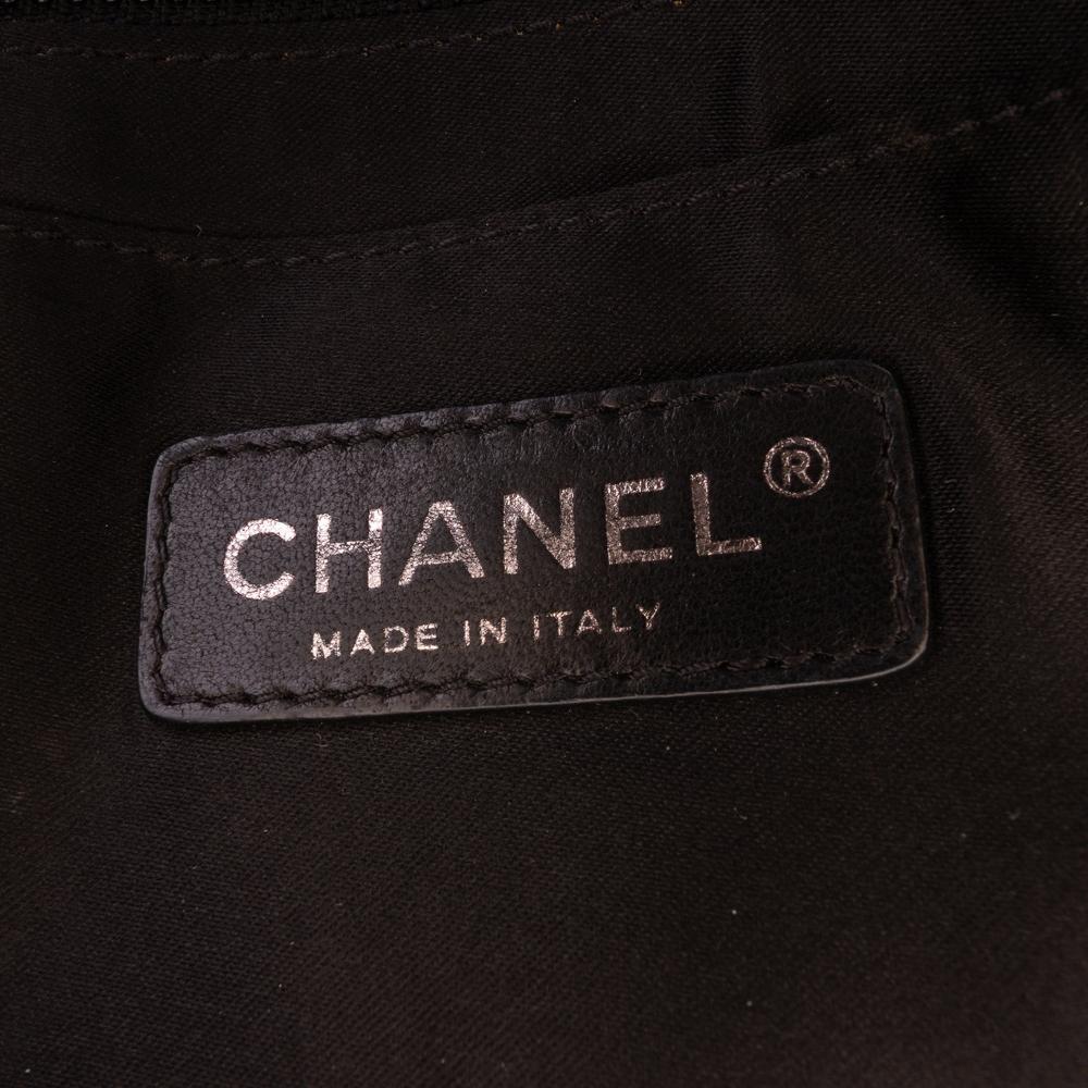 Chanel B Chanel Black Tweed Fabric Jumbo Patchwork Flap Italy