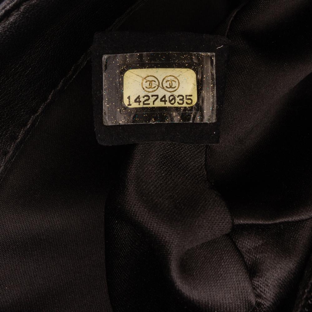 Chanel B Chanel Black Tweed Fabric Jumbo Patchwork Flap Italy