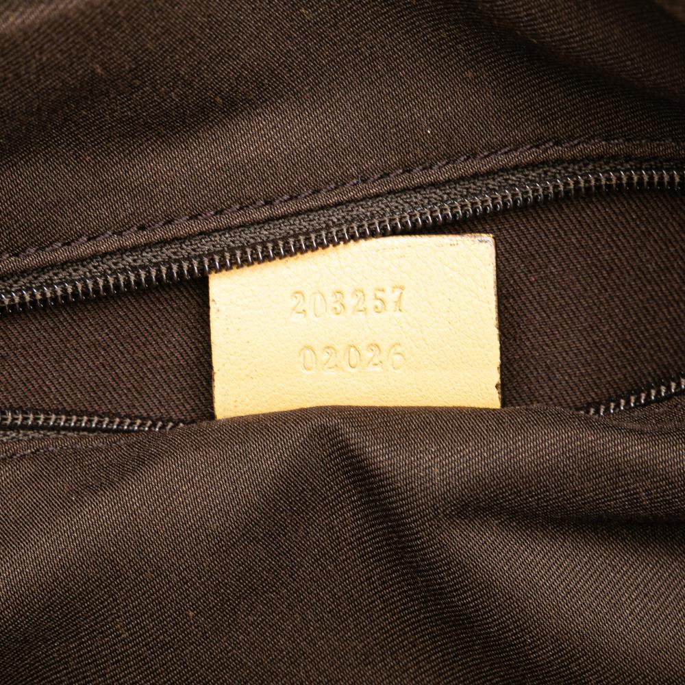 Gucci B Gucci Brown with Yellow Canvas Fabric GG Abbey D Ring Crossbody Italy