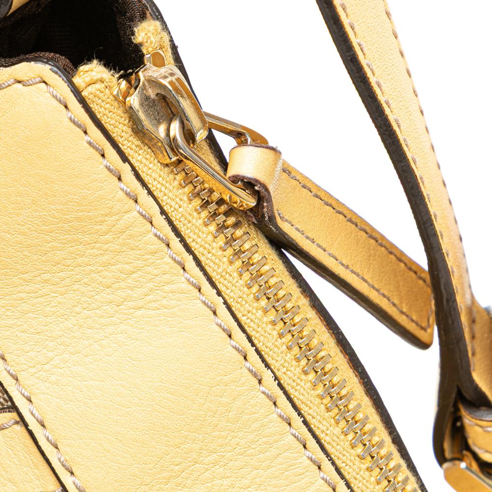 Gucci B Gucci Brown with Yellow Canvas Fabric GG Abbey D Ring Crossbody Italy