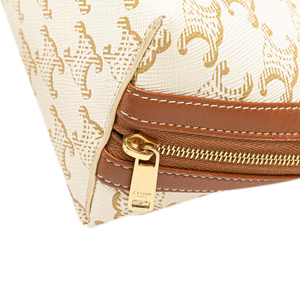 Celine B Celine White Coated Canvas Fabric Triomphe Clutch On Chain Italy