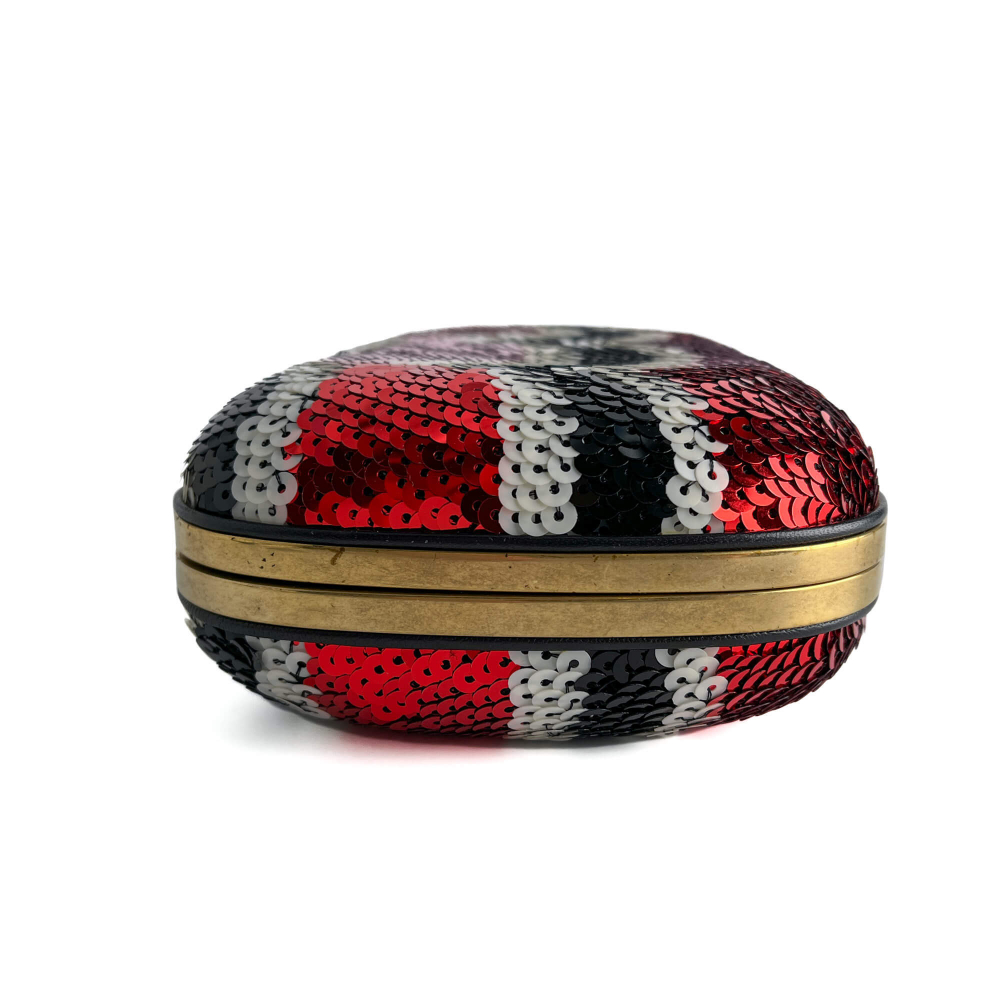 Gucci Brocade Embroidery Metal Clutch Multicolor