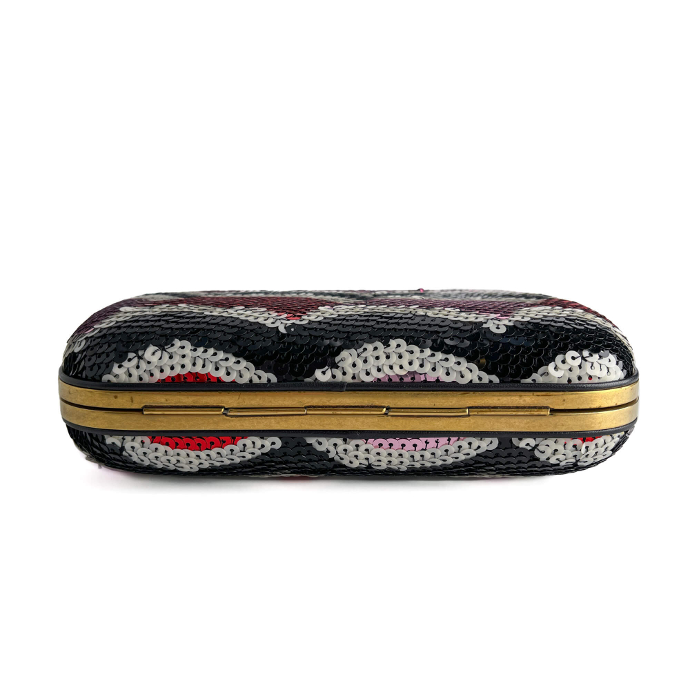 Gucci Brocade Embroidery Metal Clutch Multicolor