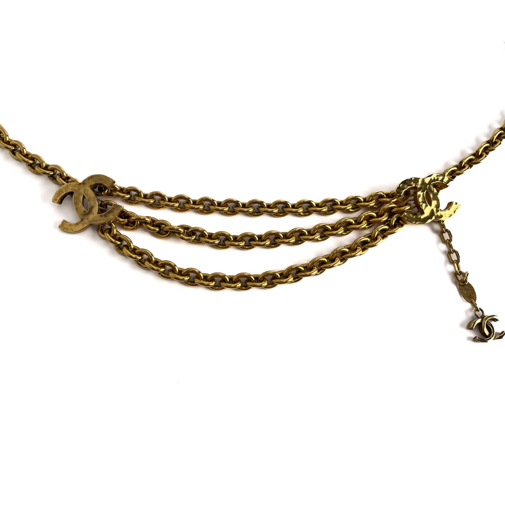 Chanel CC Metal Thin Belt 85 Gold