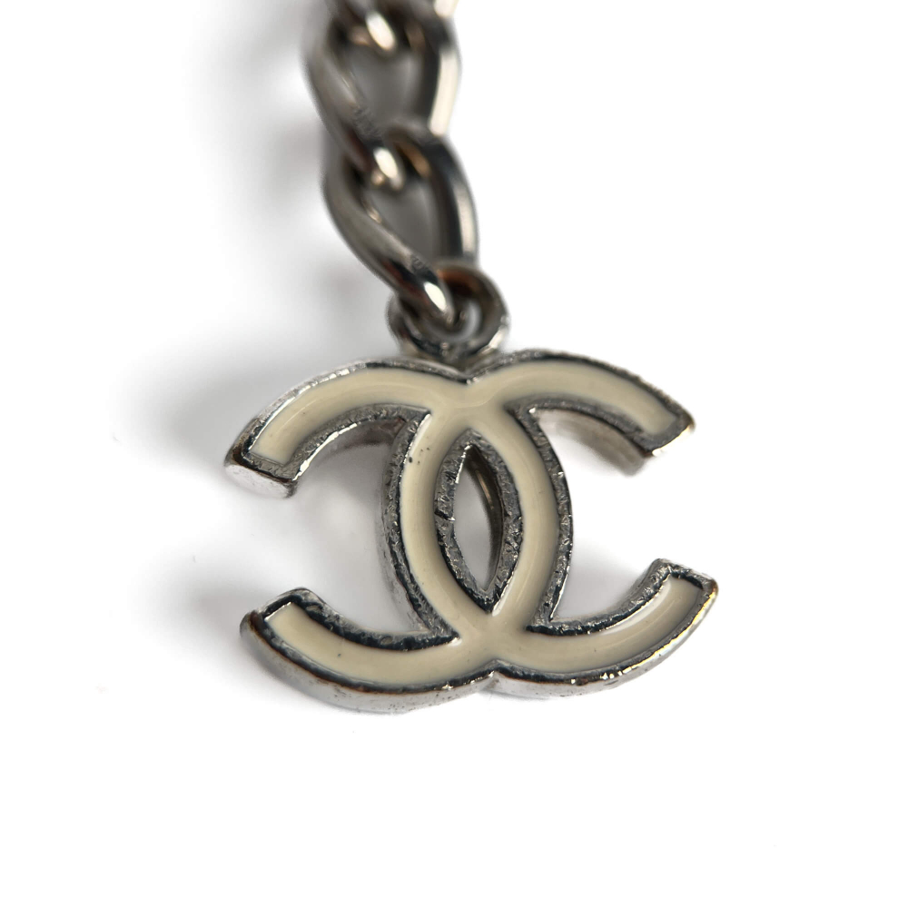 Chanel CC Metal Thin Belt 95 White