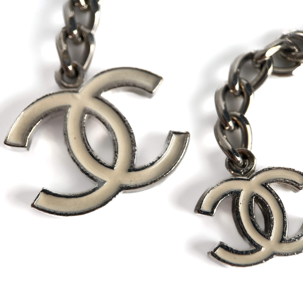 Chanel CC Metal Thin Belt 95 White