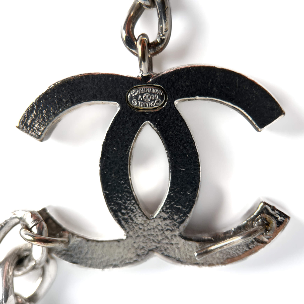 Chanel CC Metal Thin Belt 95 White